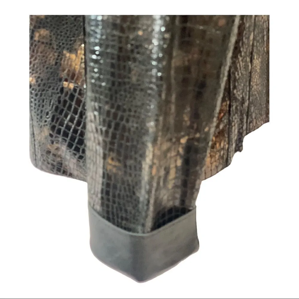 Reversible Faux Black Leather Moto & Animal Print Lightweight Jacket Black Size M - Image 10