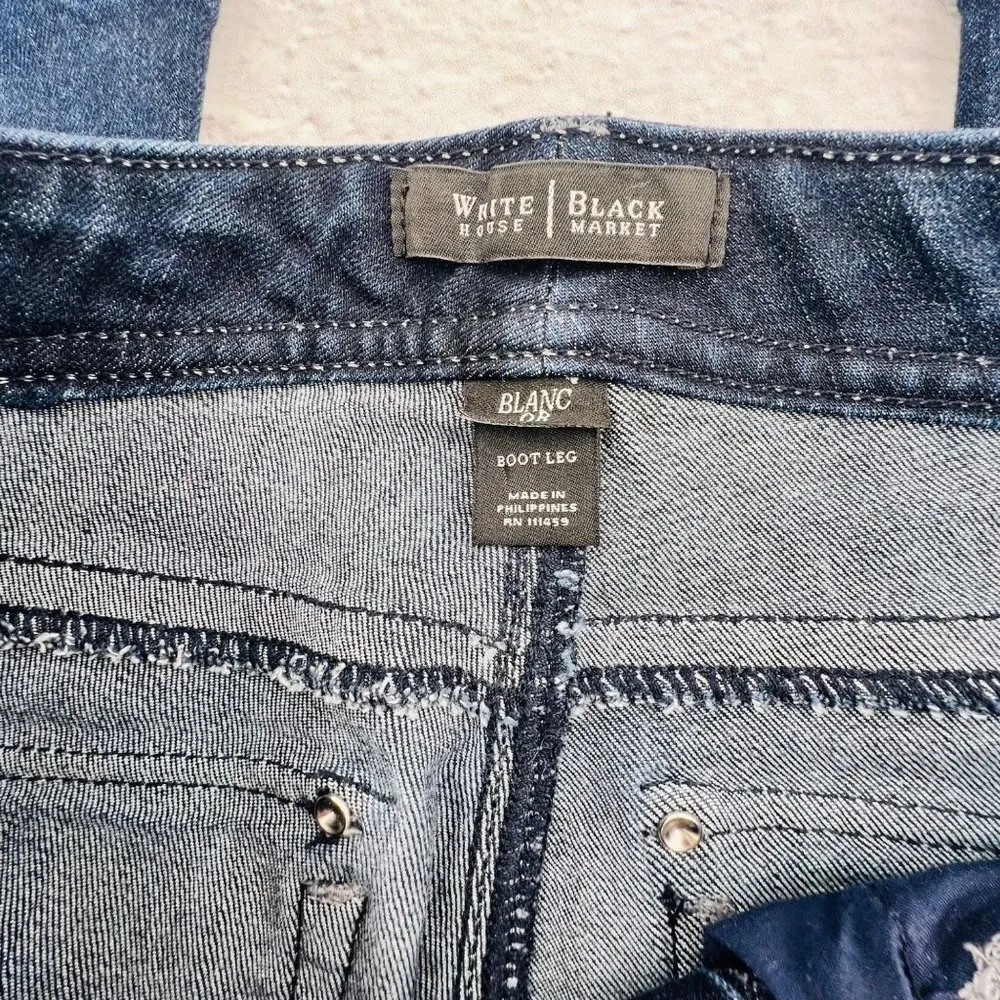 White House | Black Market WHBM  Jeans Womans 0R Bootcut Bling Pocket Mid Rise - Image 3