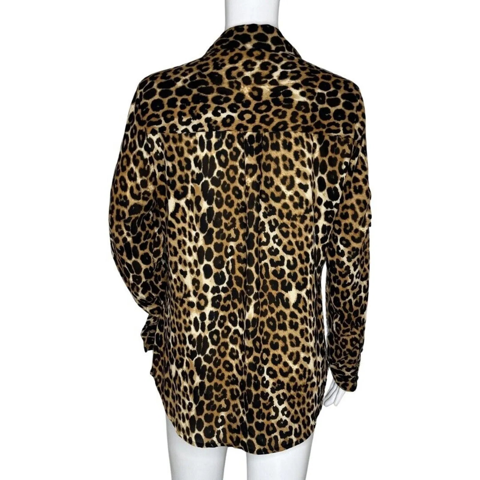 Express Shirt‎ Womens Medium Black Brown Cheetah Portofino Office Casual Edgy - Image 3