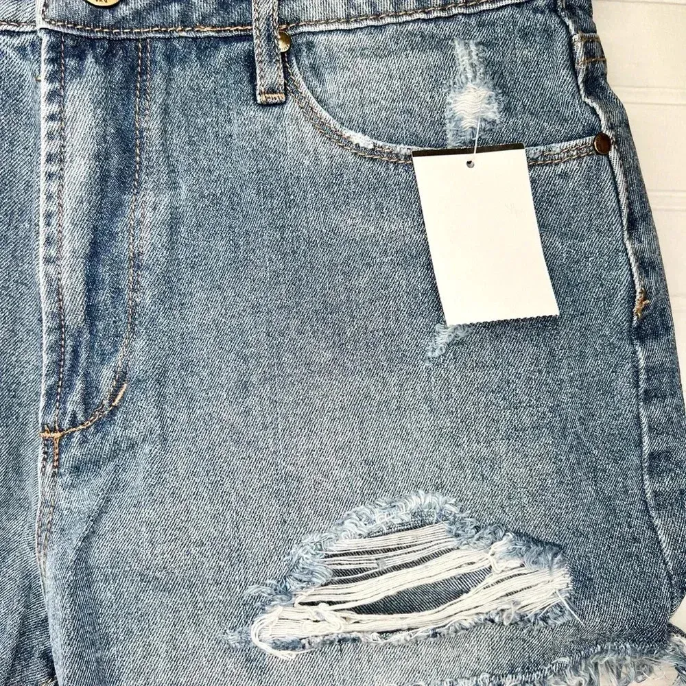 Articles of Society Distressed Jean Shorts Size 28 Blue Raw Hem High Rise - Image 5