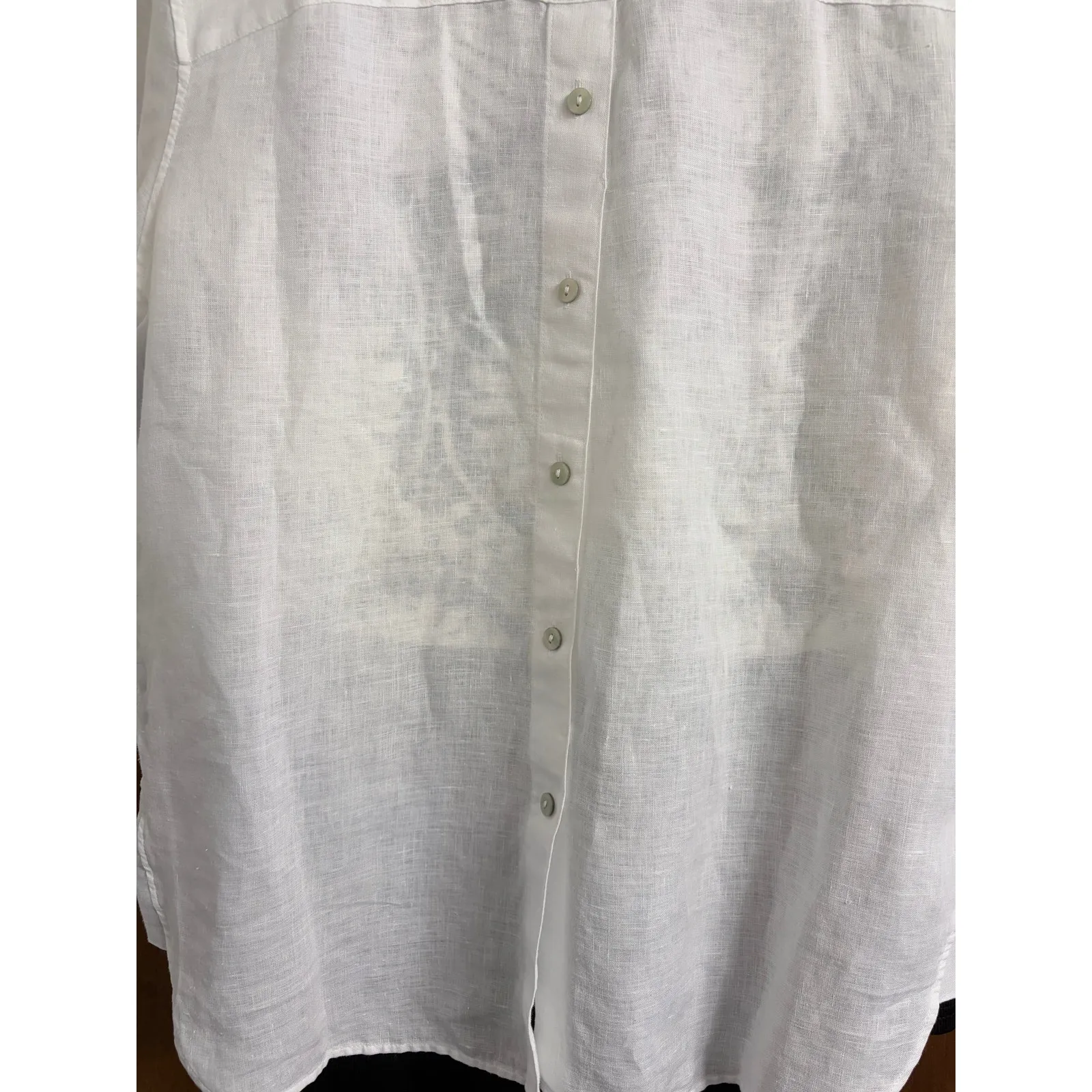 Chicos No Iron Linen Black Palms Button Back White Tunic size 12 - Image 8