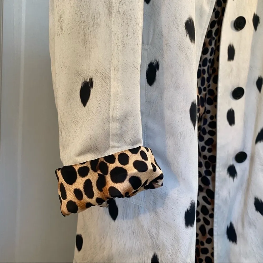 Burberry ANIMAL-PRINT COTTON-TWILL TRENCH COAT IN WHITE,BLACK,BROWN Size - Image 11