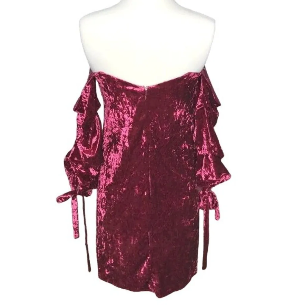 AO Wine Red Crushed Velvet Loose Off Shoulder Dress Size Small NWT - Image 7