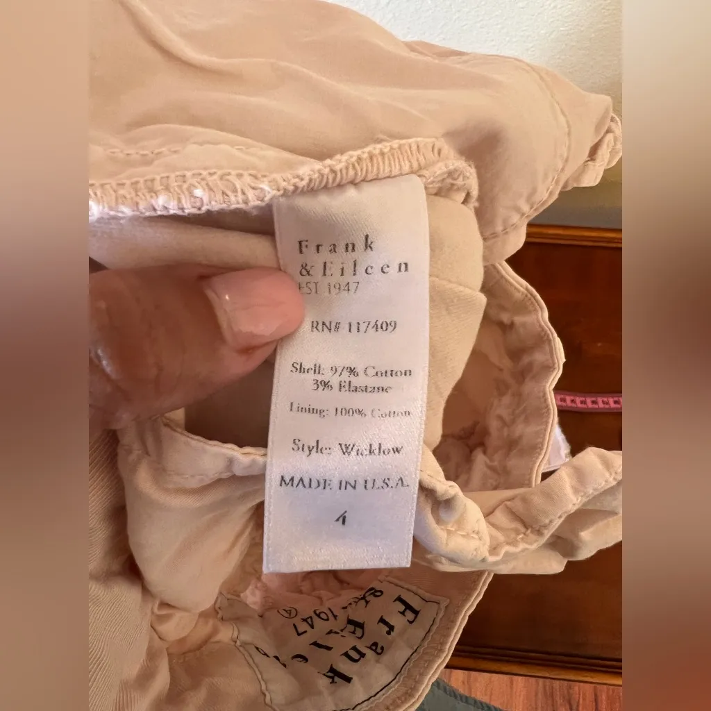 Frank & Eileen Wicklow Cotton Crop Chinos In Vintage Rose Size 4 - Image 13