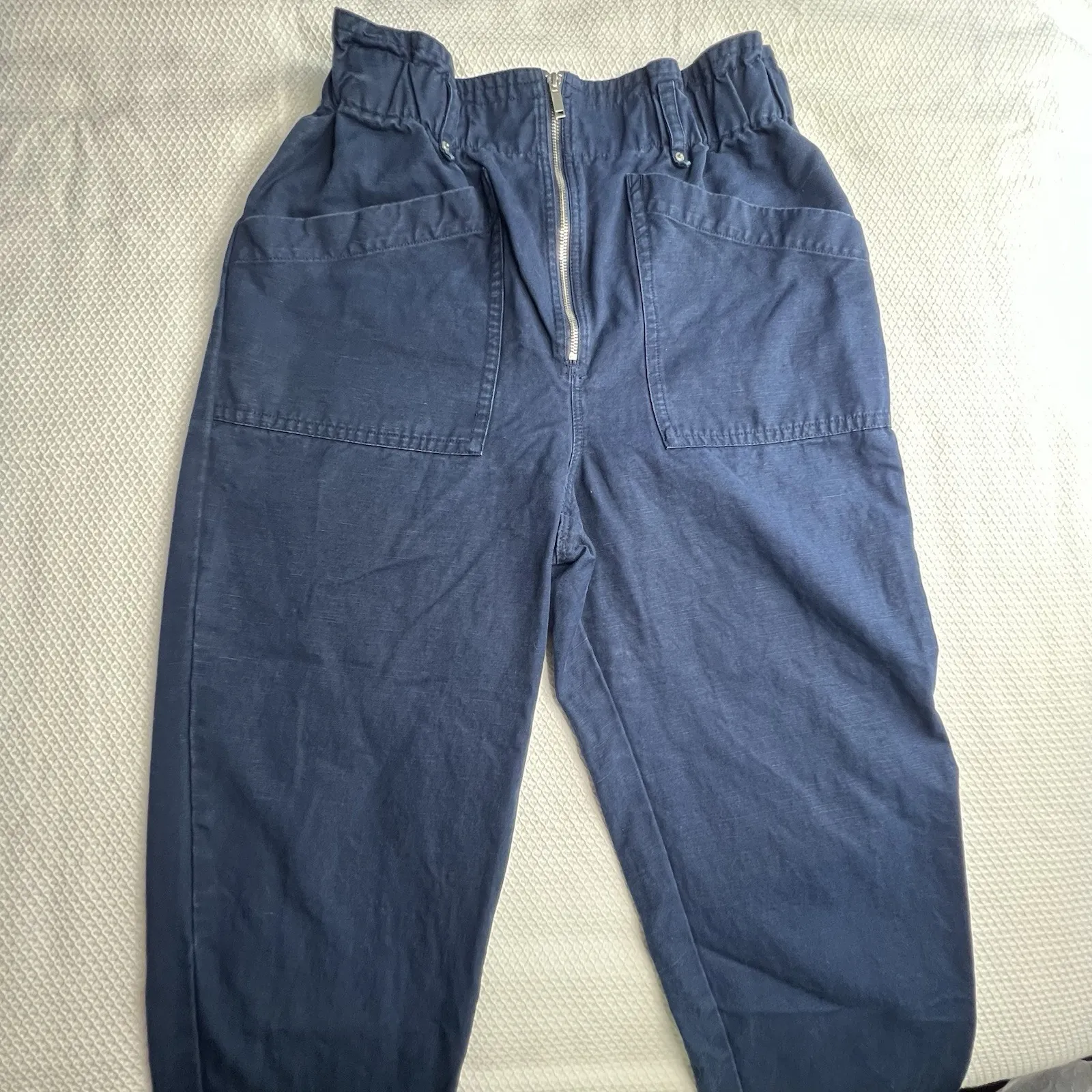 Banana Republic Womens Size 12 Navy Blue Elastic Waist‎ Pants Cotton Linen Blend - Image 3