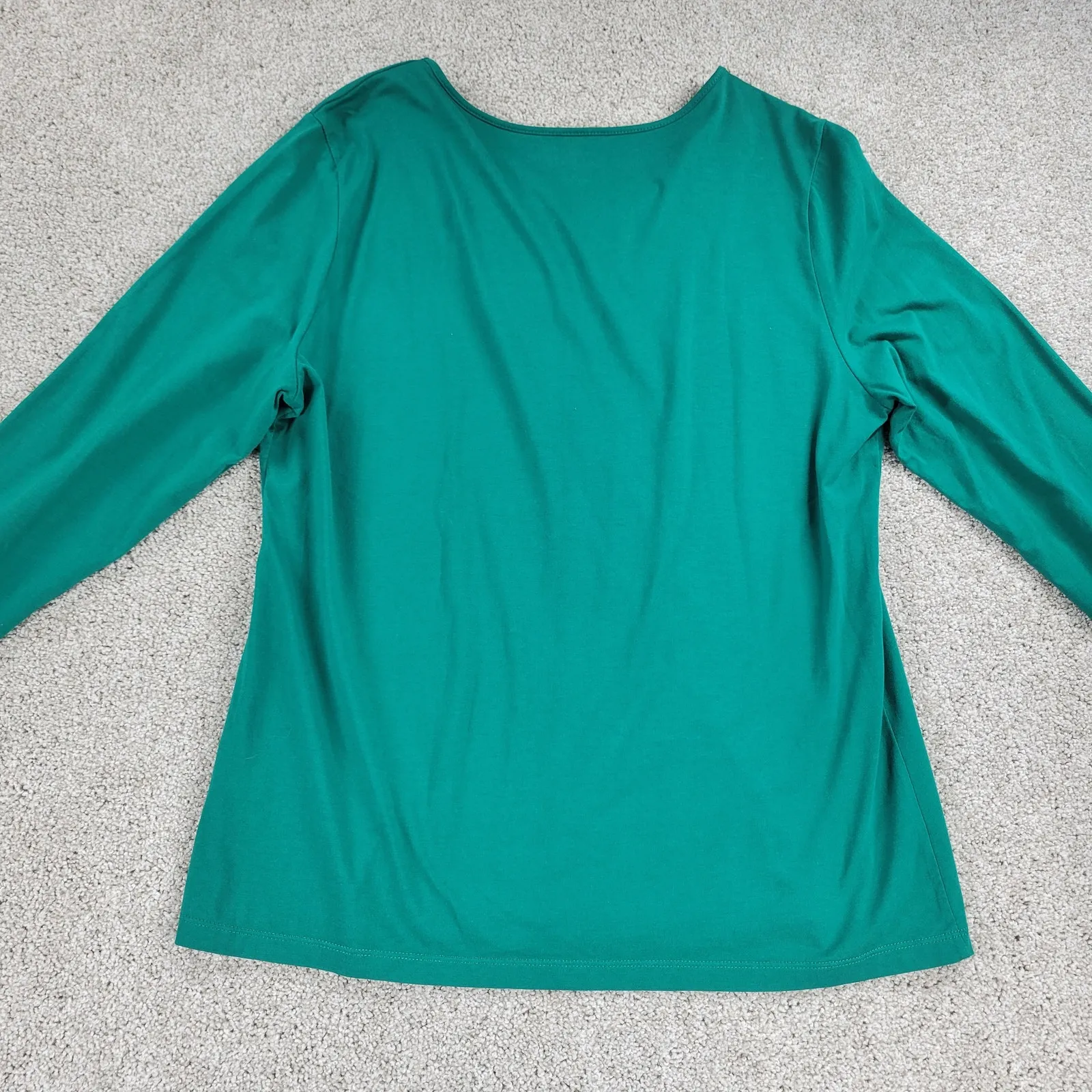 Talbots Womens Top XL Green Ruffle‎ Neck Detail Long Sleeve Blouse Shirt - Image 4