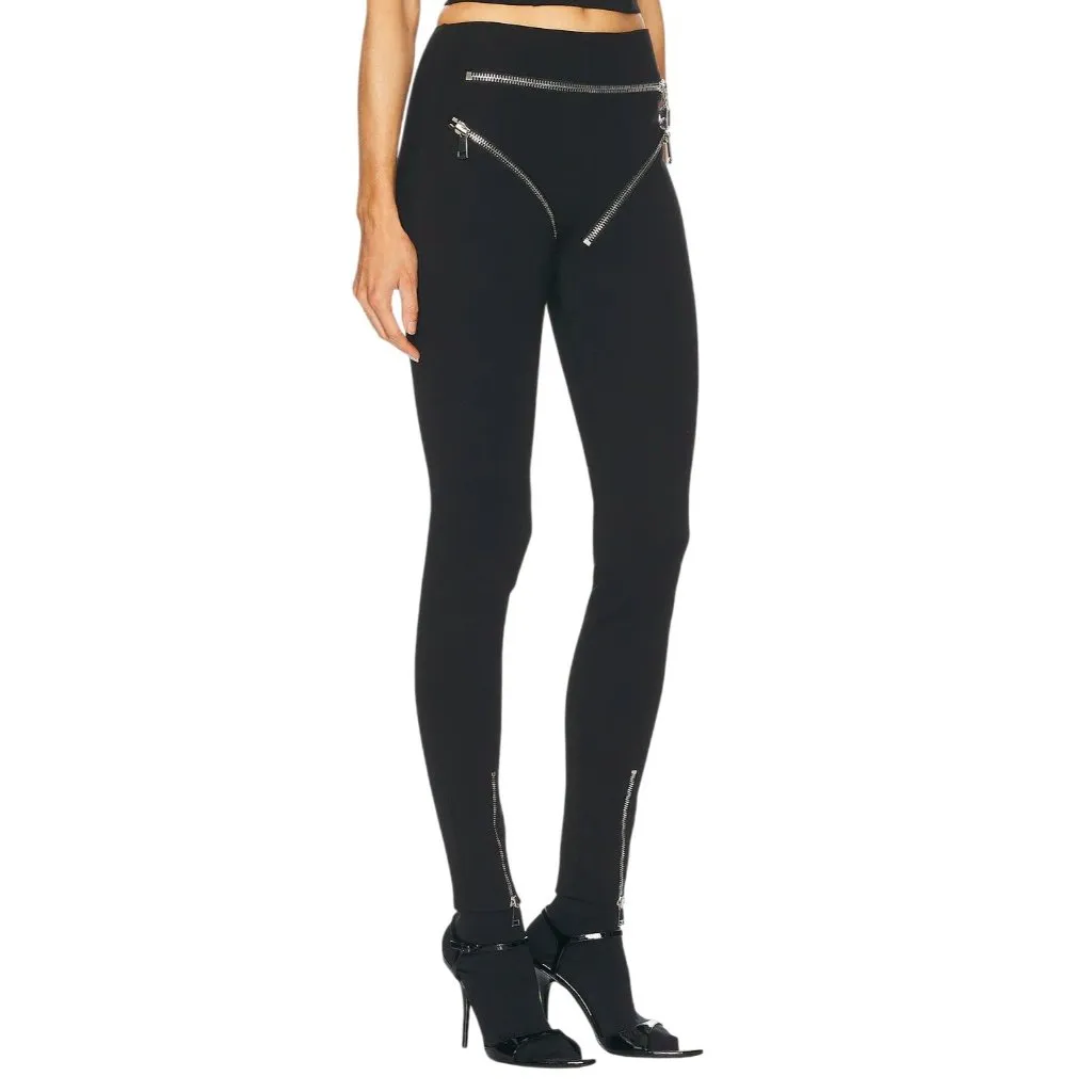AREA Zipper Brief Leggings in Black Small New Womens Skinny Crystal Pants - Image 3