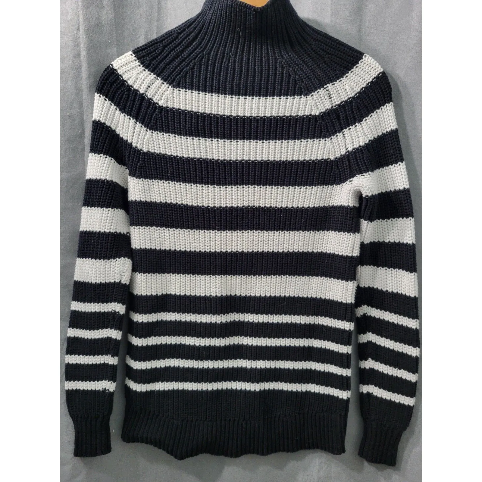 Style & Co. Women's Striped Cotton Sweater Navy Blue & White Knit Small Black - Image 4