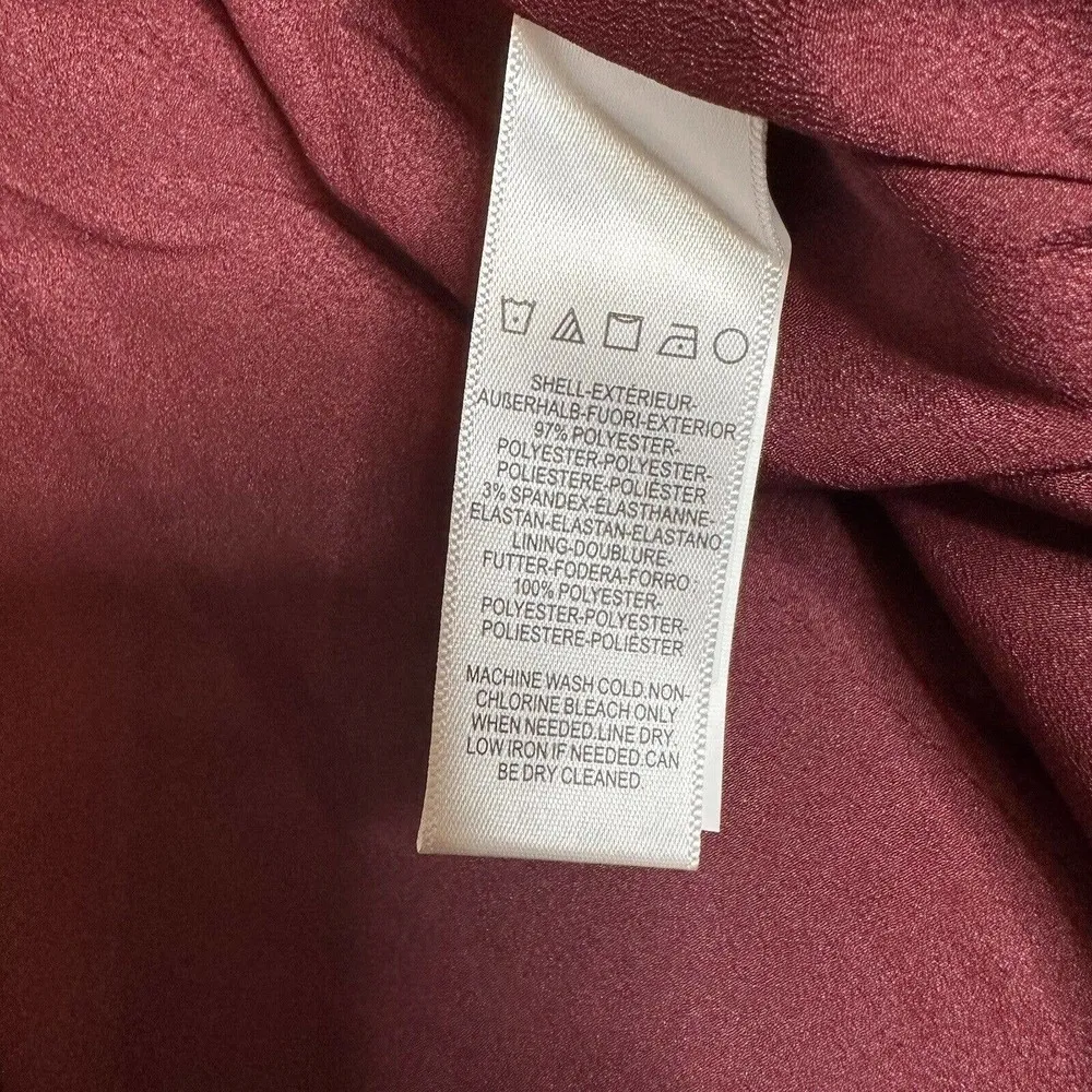 NWT Dress The Population Iris Crepe Gown Women's Side Slit Burgundy Size L - Image 6