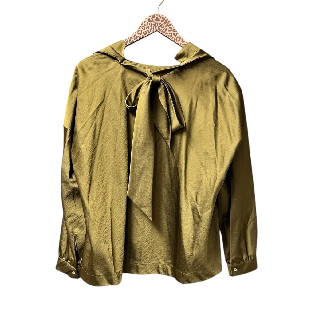 NEW Jejia Satin Long Sleeve Tie Neck Collared Blouse Top Green EU 40 NWT Size undefined - Image 2