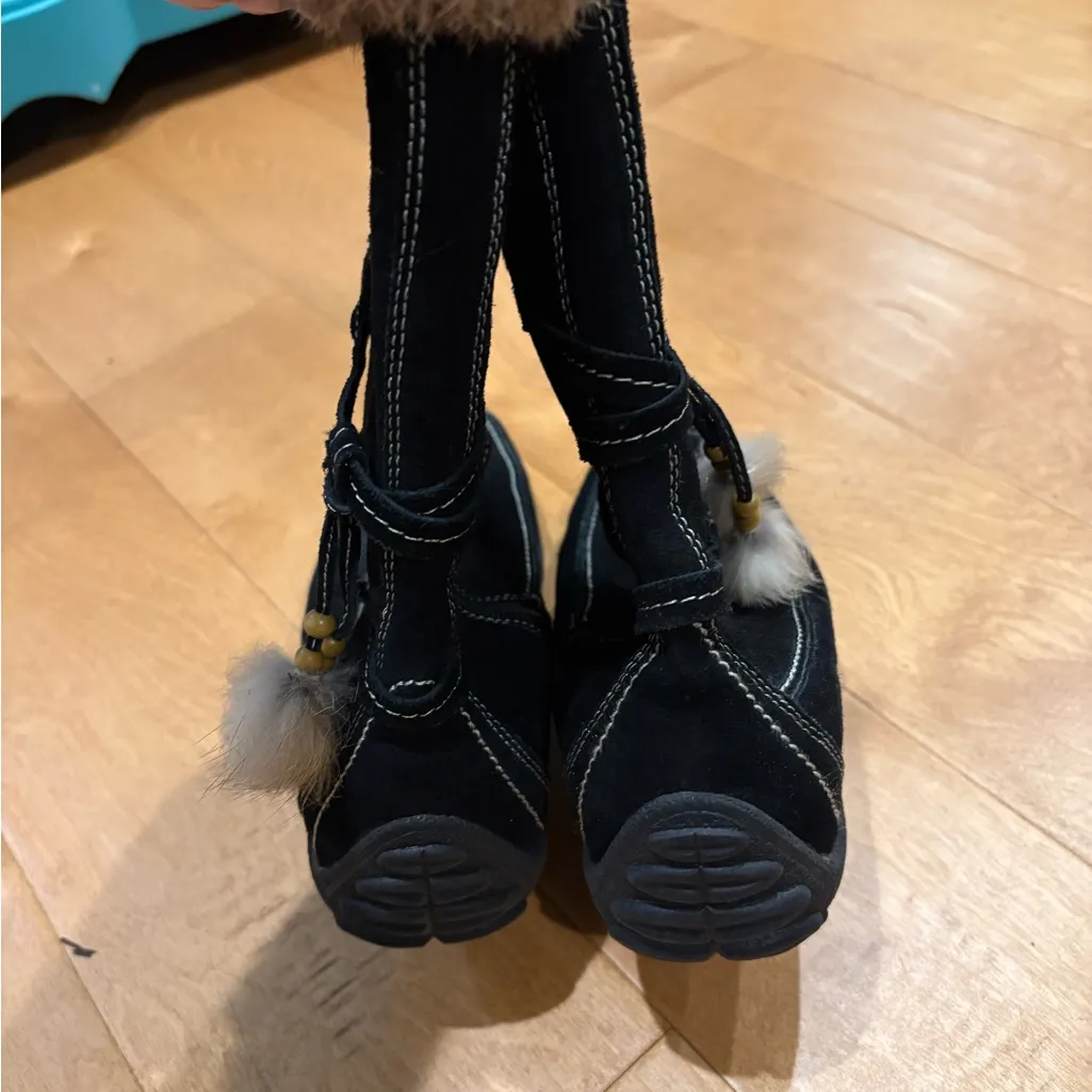 Tamaris suede fur lined boots moccasins black sz 40 9 - Image 5