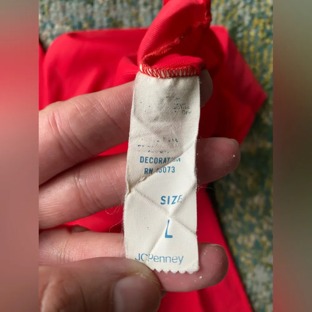 Vintage JCPenney red short lace trim night gown slip dress, size large - Image 6