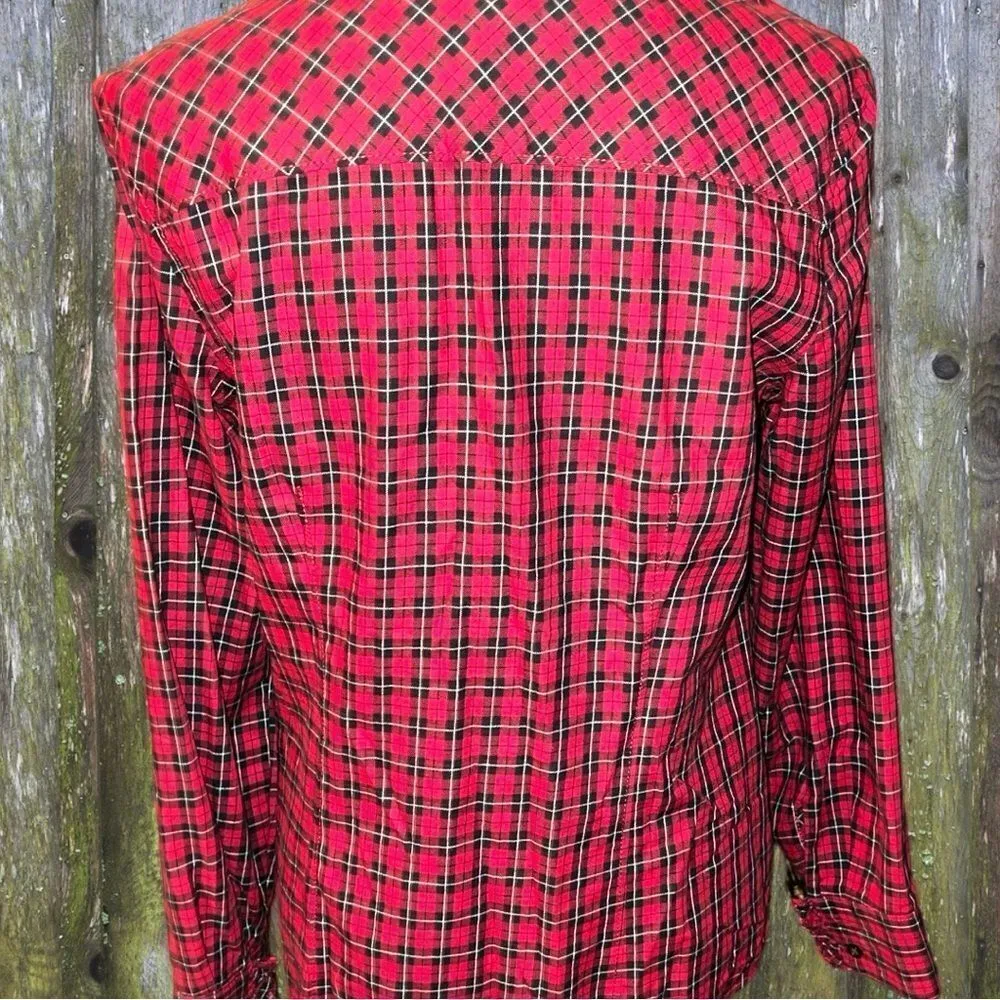 Bass heritage shirting red tartan plaid button up blouse Size M - Image 6