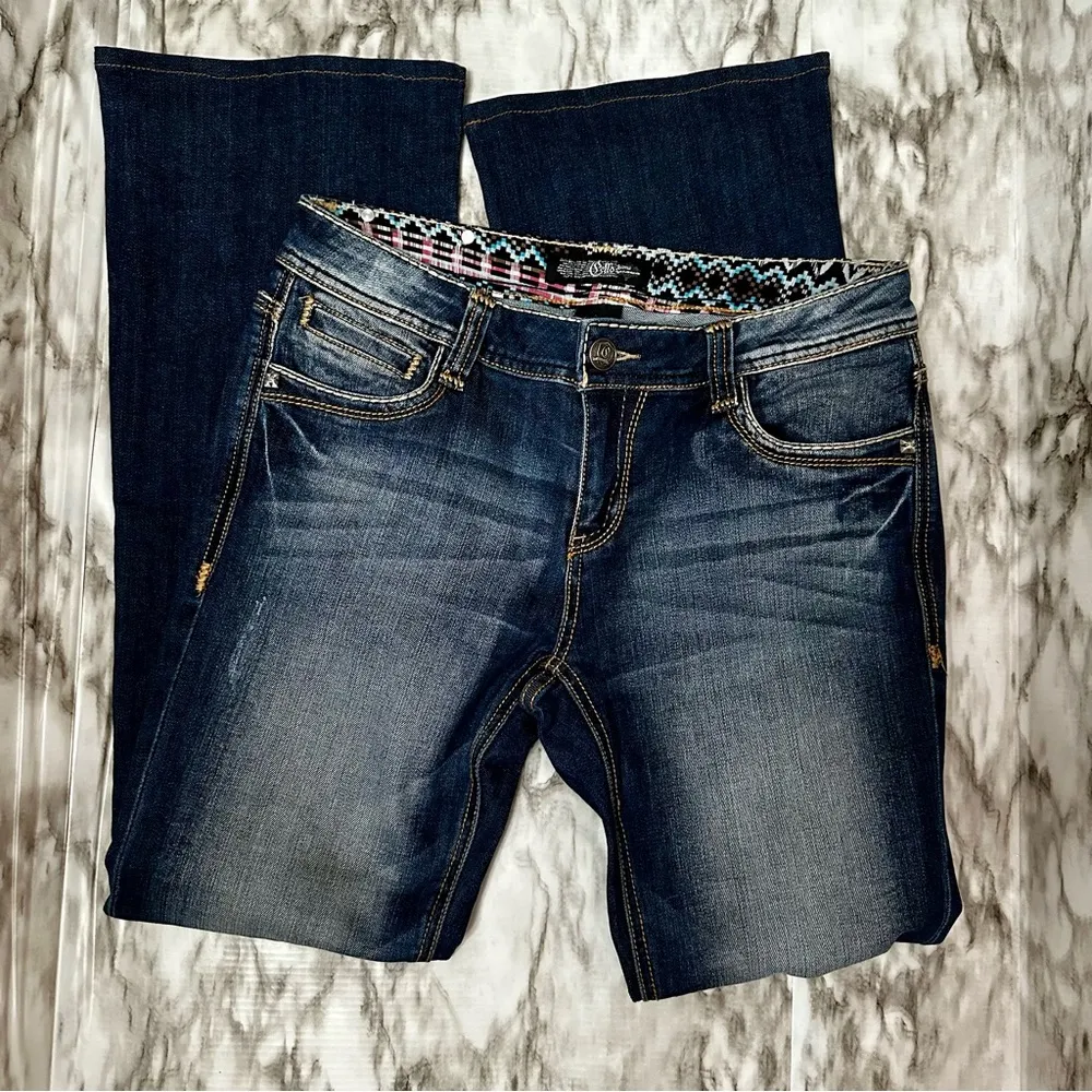Cello Womens Sz 9 Low Rise Flair Jeans YW-10583 90s Y2K Bling Blue Denim Jeans - Image 3