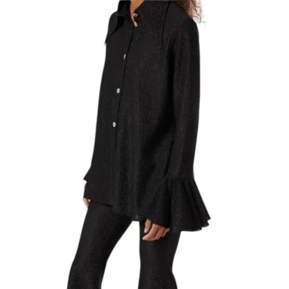 NWT SLEEPER Cosmos Black Sparkle Flare Luxury Party Pajamas 2 Piece Set Size S - Image 4