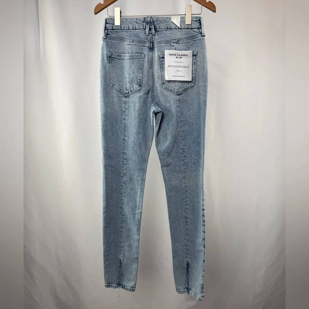 NWT Good American Good Classic Stacked Zip Skinny Jeans in Indigo Size 6 or 28 - Image 5