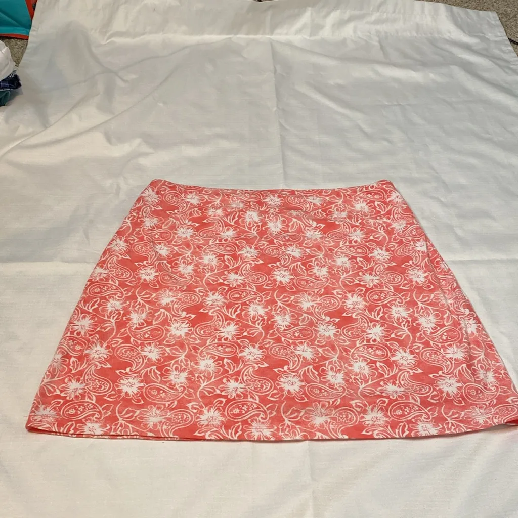 ❤️1 Teezher Peach Paisley Floral Tennis Prep Sporty Skort Size XL Orange - Image 2