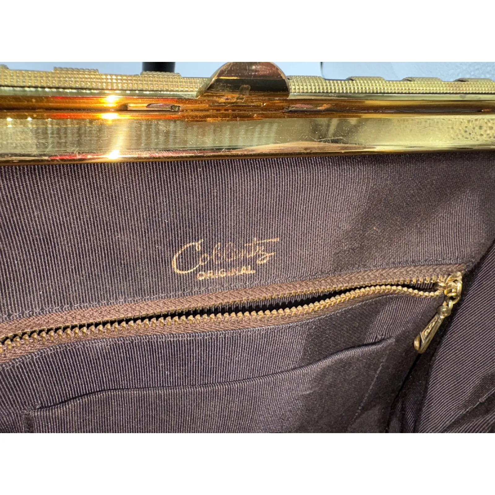 Vintage Collentz Originals Structured Brown Leather Handbag w/ accessories - Image 8