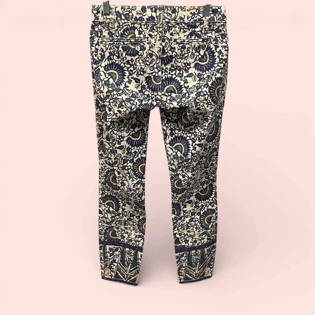 Cute Tory Burch low rise skinny aztec celestial fan print jeans sz 24 boho luxe - Image 3