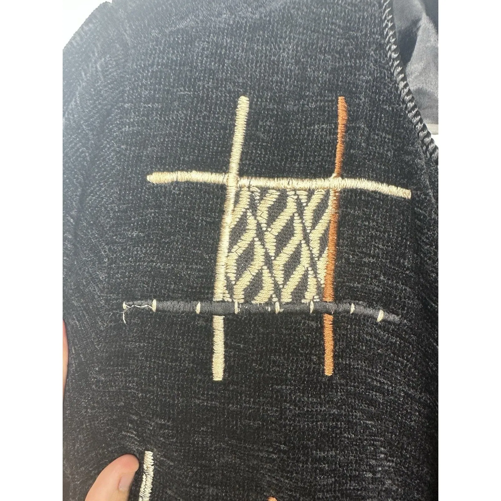 Allure Women’s Button Front Abstract Jacket Black Embroidered Pattern Size Large - Image 4