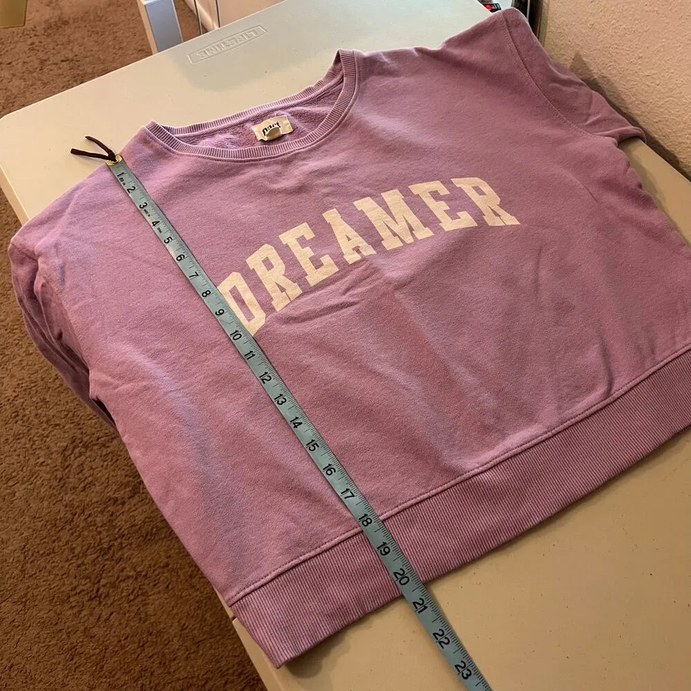 Pact Lilac Purple Boxy Organic Cotton DREAMER Crewneck Sweatshirt Size M - Image 10