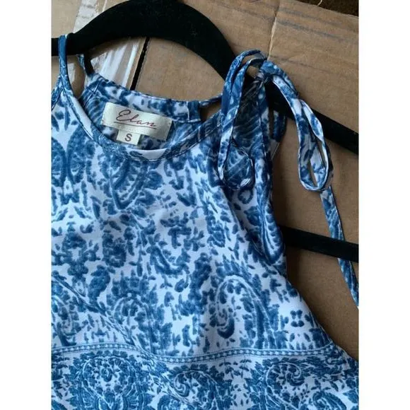 elan tank top size small blue watercolor bandana‎ look with adjustable neckline - Image 5