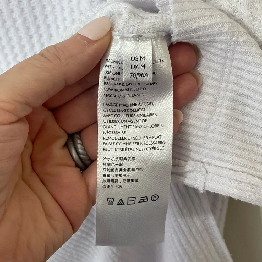 We The Free Thermal Waffle Knit Top Oversized White Long Sleeve Shirt ~ Size M - Image 6