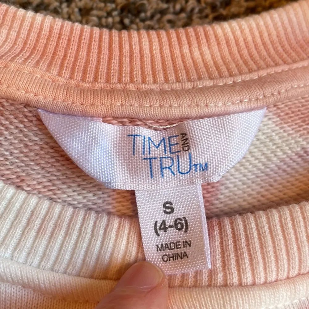 Time and Tru Pink Tie Dye Long Sleeve Crewneck Sweatshirt Small NWOT - Image 3