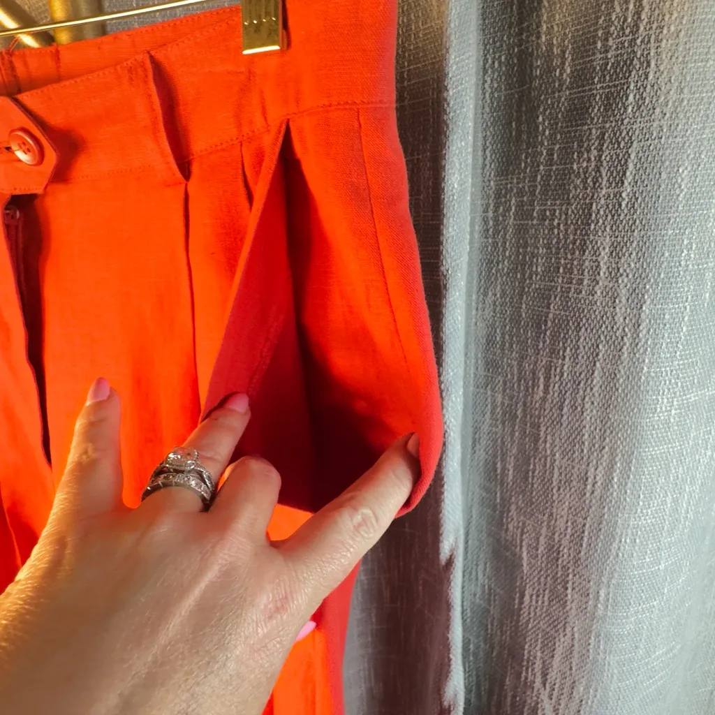 Vintage Escada Margaret Lev 100% Linen Red Trousers Pants size EU 36 or US 6 - Image 8