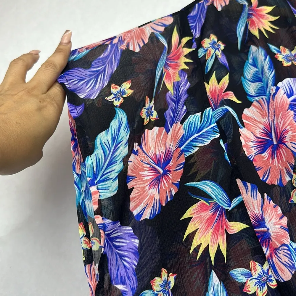 Miken TROPICAL FLORAL Print Smocked Waist Cover - Image 6