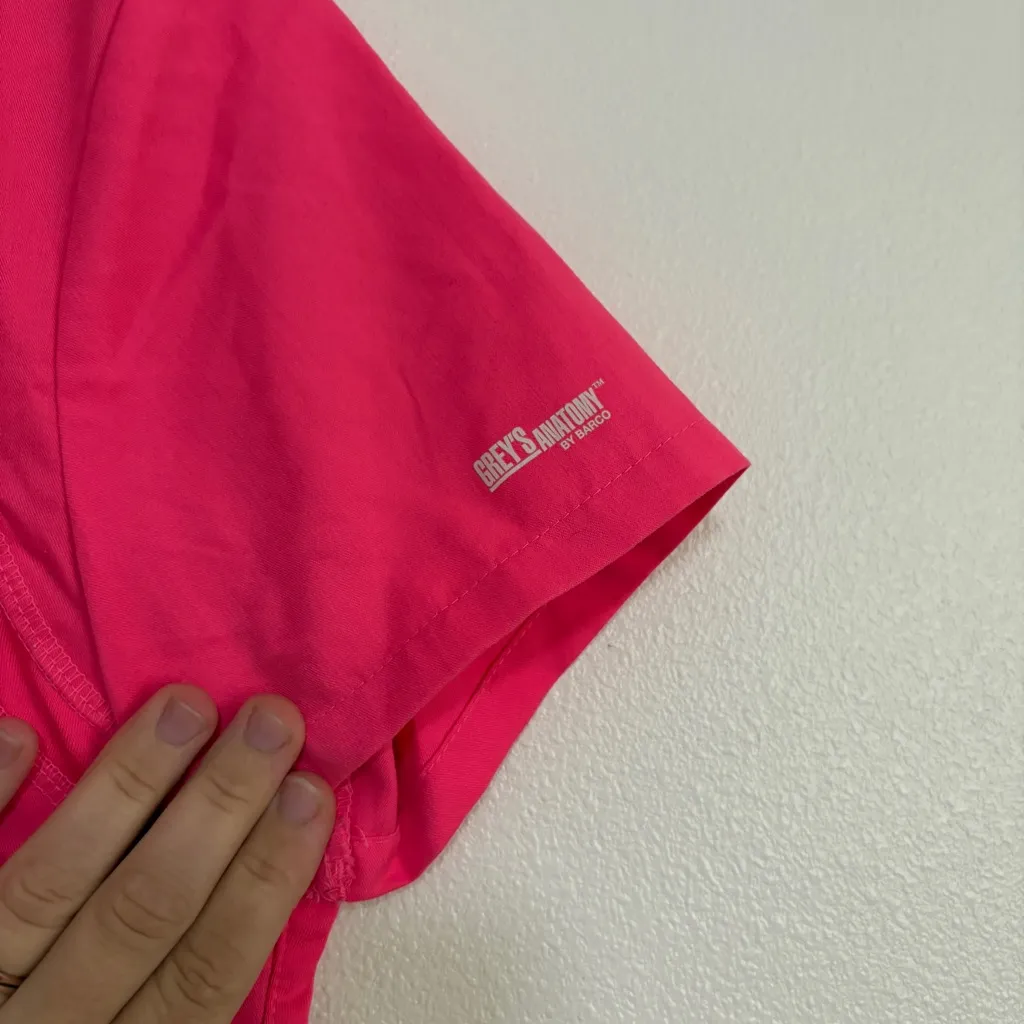 Hot Neon Pink Greys Anatomy Scrub Top Size Small Healthcare Nurse Hospital - Image 6