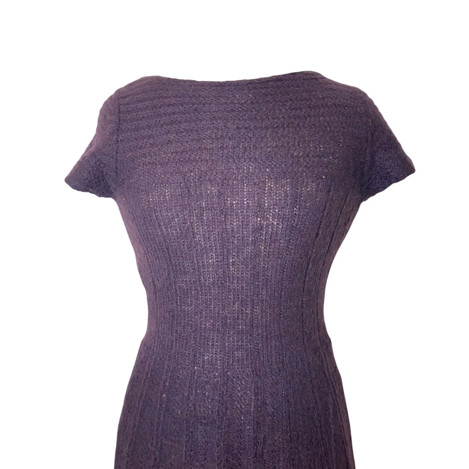 Stile Benetton Wool Alpaca Blend Short Sleeve Sweater Dress in Eggplant Size XS Purple - Image 3