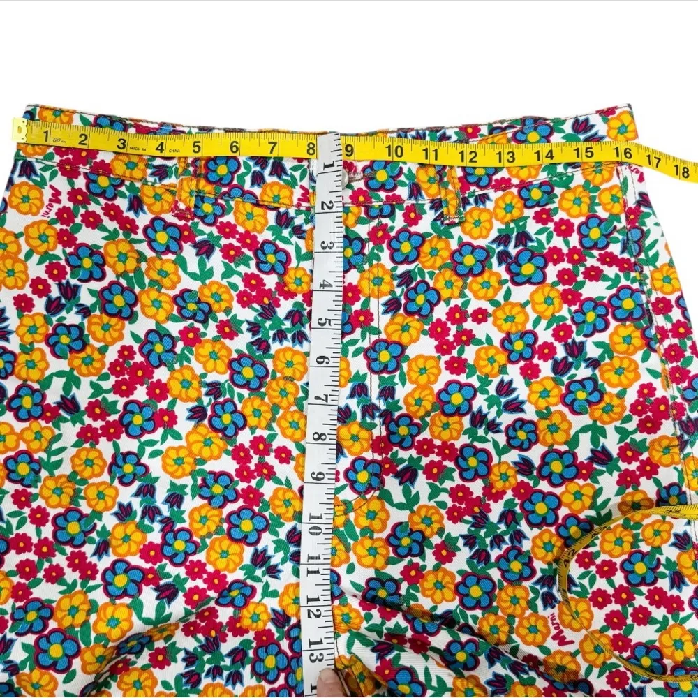 Marni high waisted Multicolour Cropped denim Floral Trousers EUC Orange Size 6 - Image 10