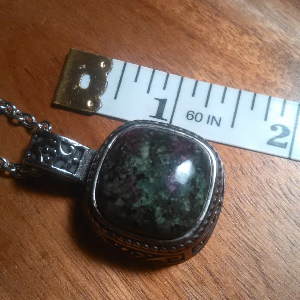 Ruby Zoisite Stainless Steel Pendant Necklace - Image 6