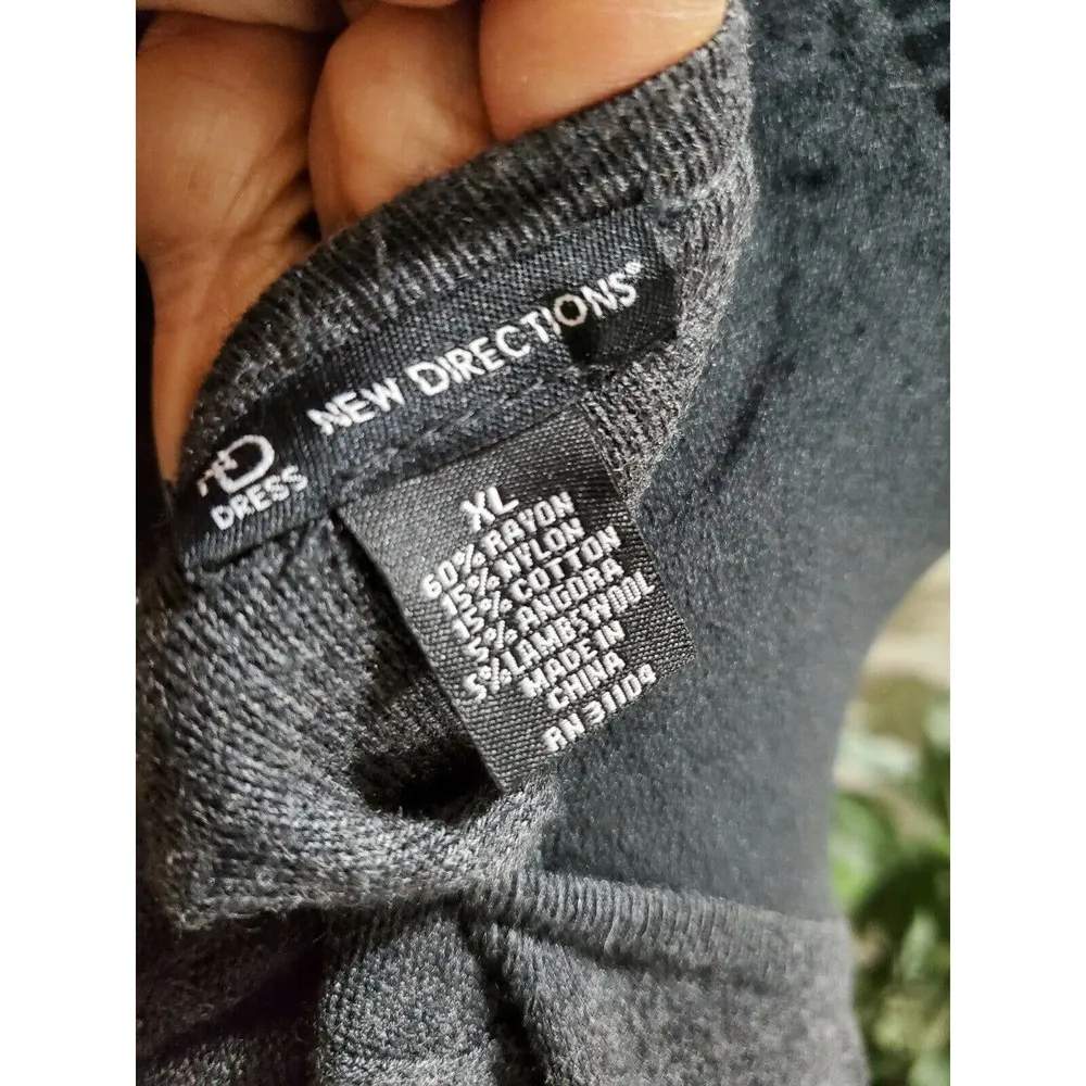 New Directions Gray Rayon Round Neck Long Sleeve Knee Length Sweater Dress XL - Image 8