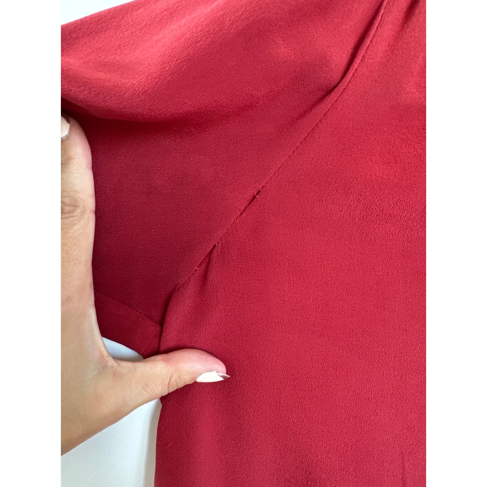 Madewell 100% Silk Cinch Short Sleeve Blouse, Rust, Size M - Image 3