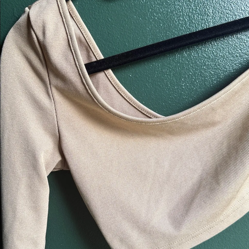 SHEIN Tan Asymmetrical Bodysuit - Image 2