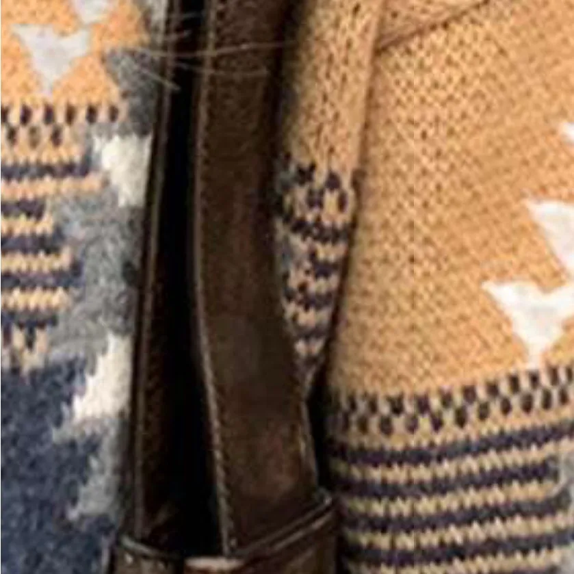 Colorful Geometric Knit Cardigan Red - Image 4