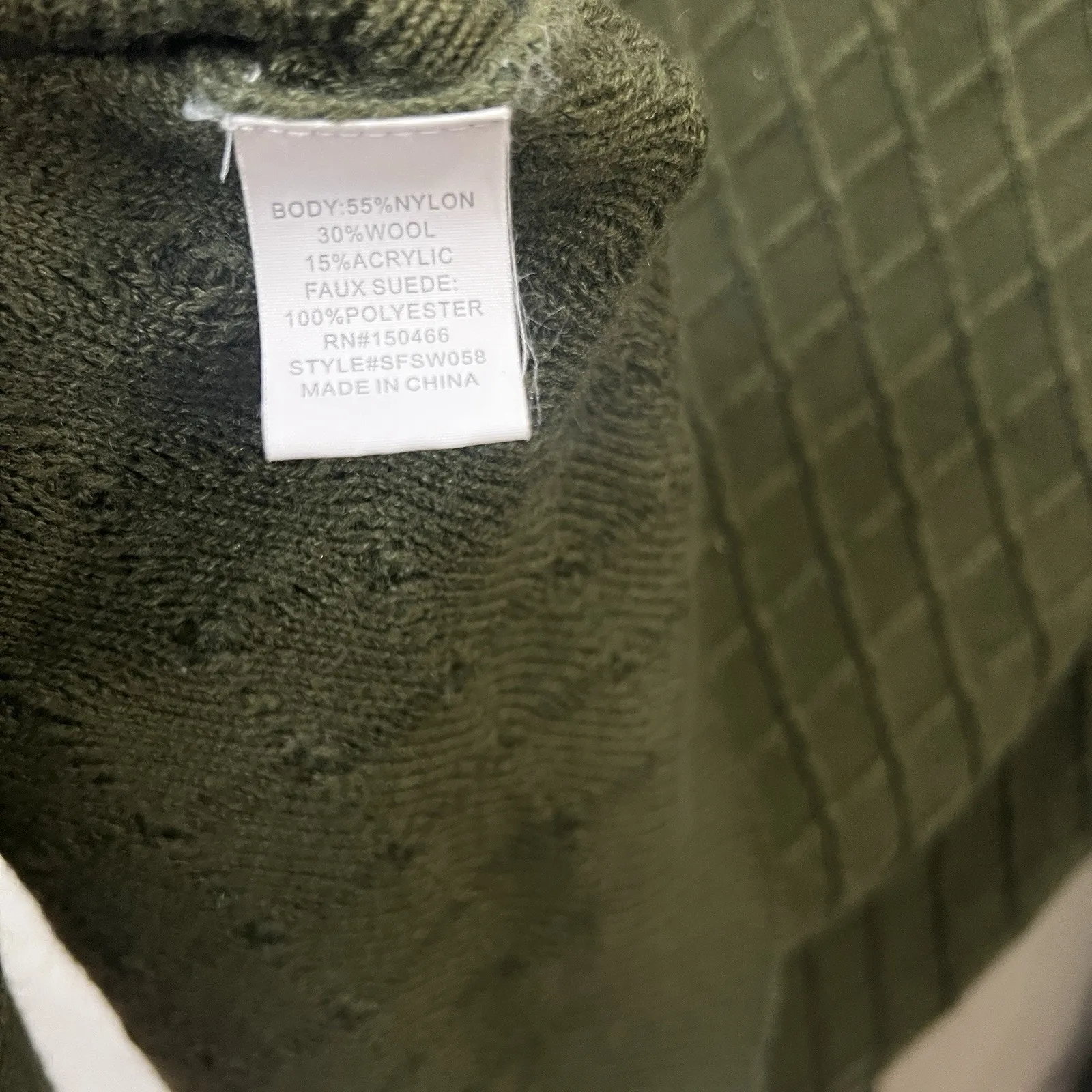 Market & Spruce Green Open Cable Knit Cardigan Small Elbow Patches Preppy Wool - Image 6