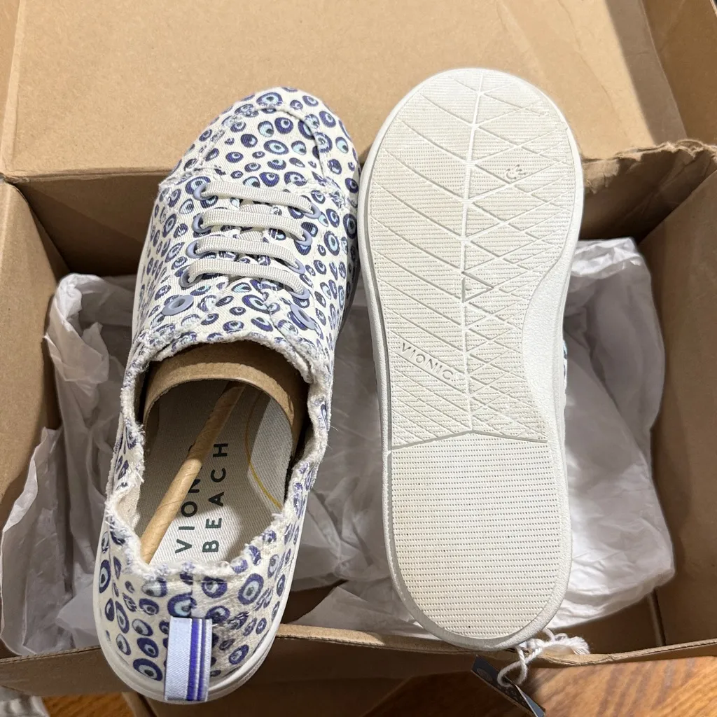 Vionic Beach Pismo Sneaker Womens 8 Cream Canvas Supportive Sneaker - Image 7