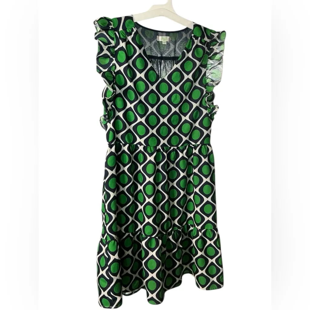 Jade Green and Black Patterned Midi Dress Size M - Image 2