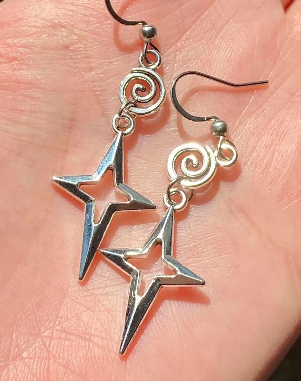 sparkle star & swirl grunge y2k street style dangle earrings💫🌀 - Image 4