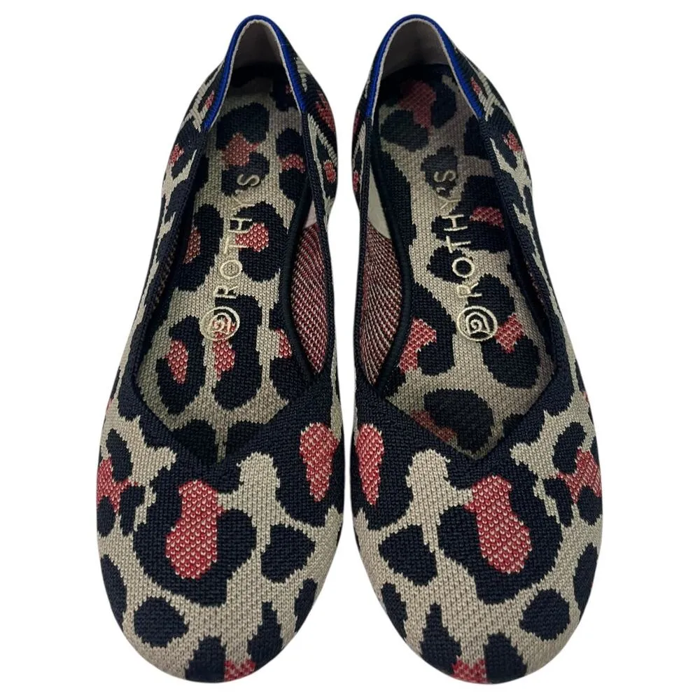 Rothys The Flat Shoes Womens 8 Leopard Animal Brown Knit Ballet Comfort Classic - Image 10