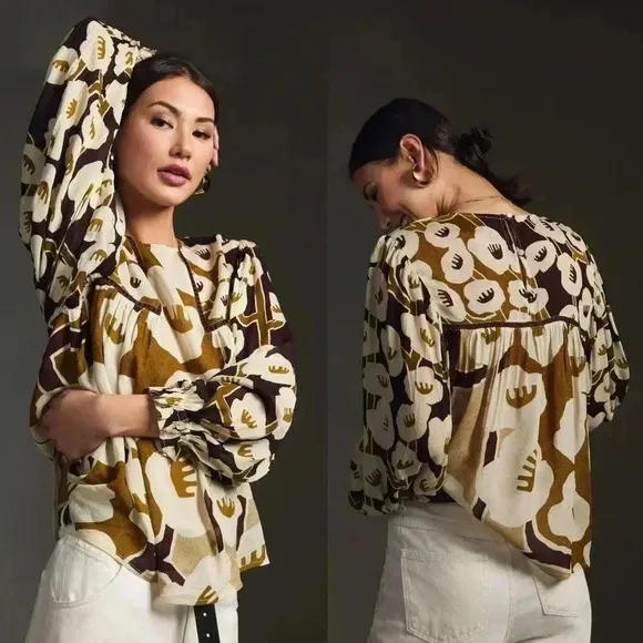 Anthropologie Bl-nk London Miranda Peasant Blouse Size Small NWT $128 - Image 2