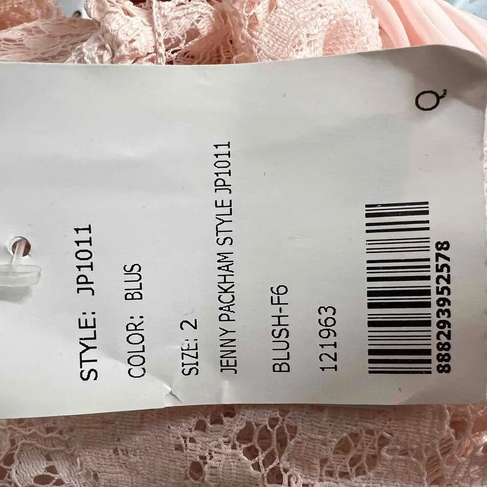 Jenny Packham Maxi Dress Blush Pink Lace and Chiffon Pleated Skirt 2 New - Image 10