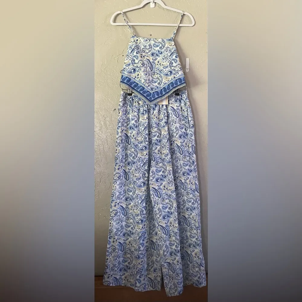 Paisley Print PALAZZO Pants and TOP 2-Piece Outfit Set By Midnight Sky Size L - Image 2