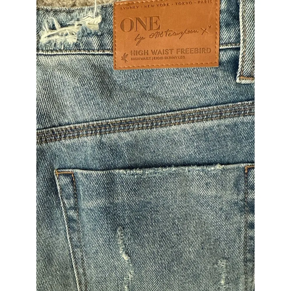 One x One Teaspoon High Waist Freebird Rigid Skinny Leg Jeans Light Wash Size 29 Blue - Image 10