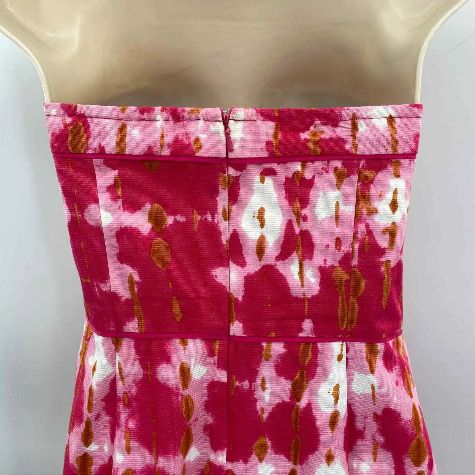 Anthropologie Fresno Ikat Strapless Dress Womens 4 Pink‎ White Tie Dye Pink - Image 6