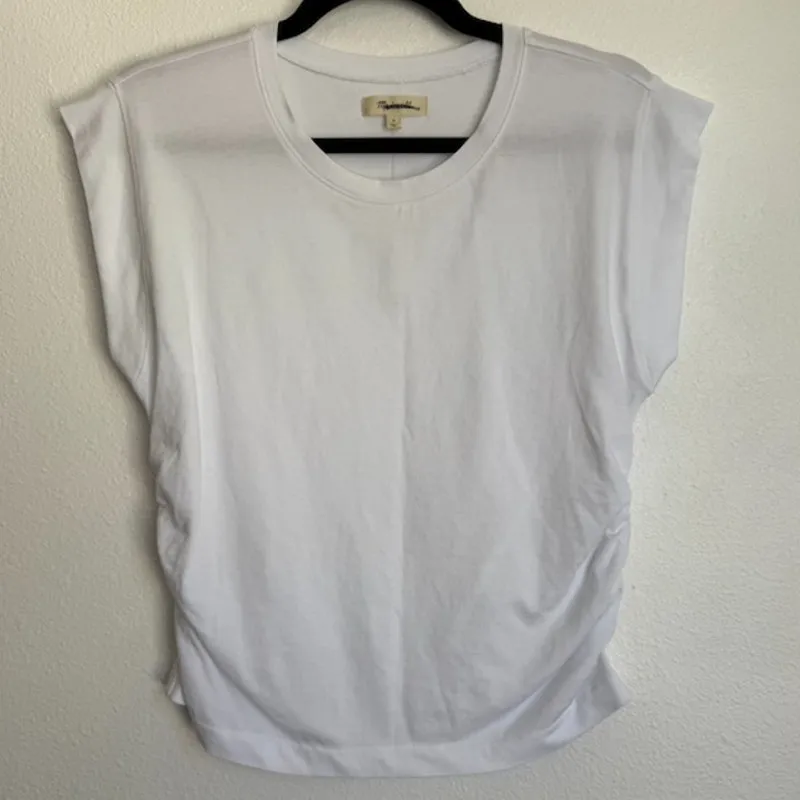 NWT Madewell Sz S Sutro Structured Muscle Tank White Cotton Tencel Elevated - Image 3
