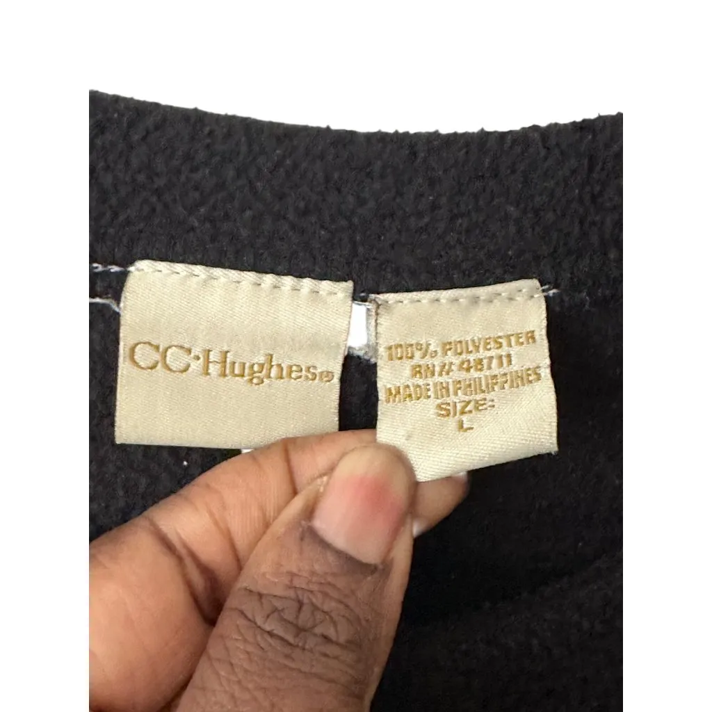 Womens Ulgy Christmas Sweater Snowflakes Happy Holidays Christmas Warm Cozy Sz L Black Size L - Image 4